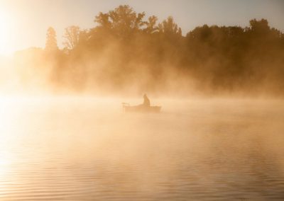 Mist op de rivier de Lot